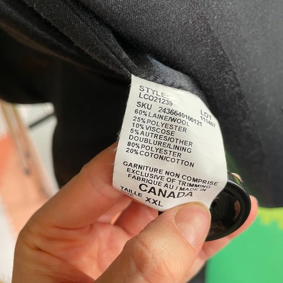 LE CHÂTEAU Black Fully Lined Wool Pea Coat (Size XXL) - Picture 13 of 16